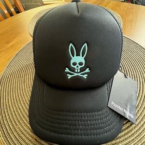 Psycho Bunny Black Hat with Teal Emblem